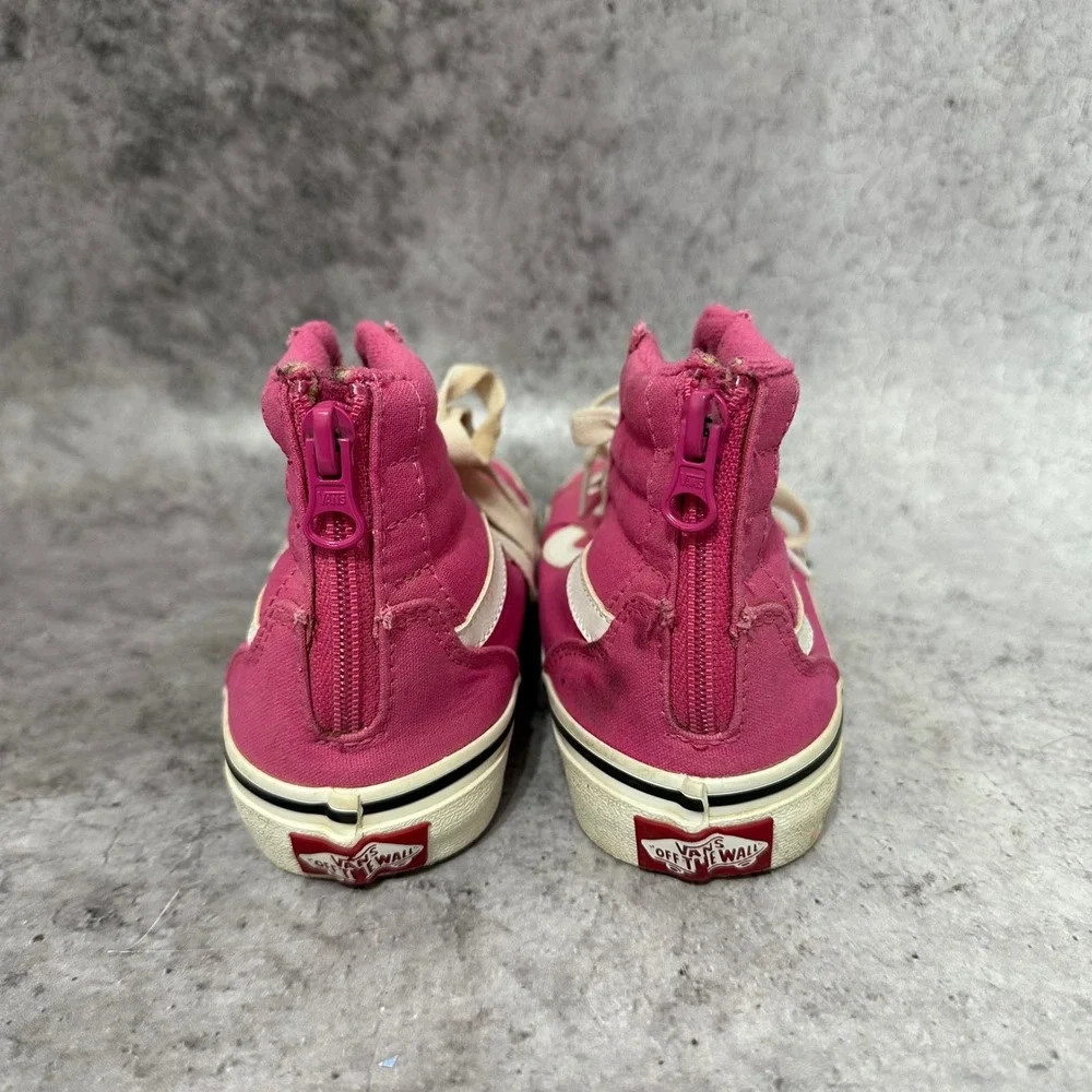Vans Sk8-Hi Zip Kids Size 3.0 Pink High Top Skate Shoes Canvas Back Zip Sneaker